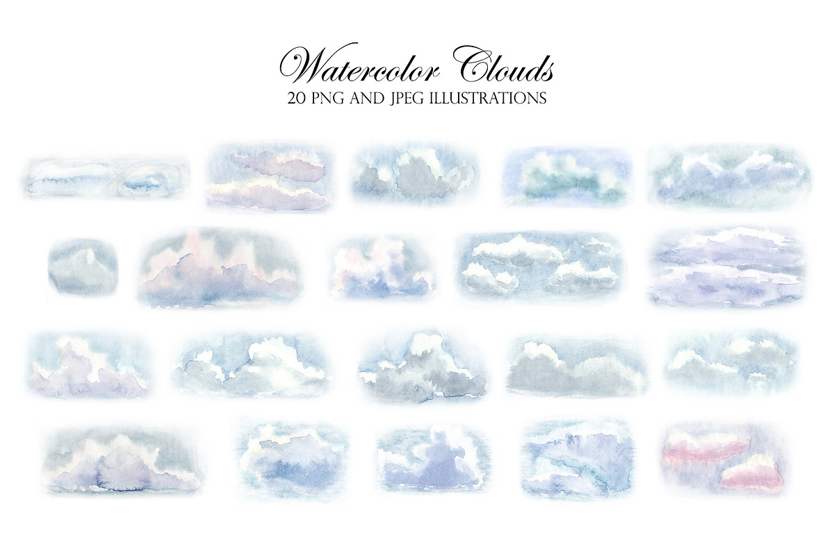 Watercolor Sky and Clouds. Patterns, a Decorative Illustration by Slastick (Photo 3 of 8)