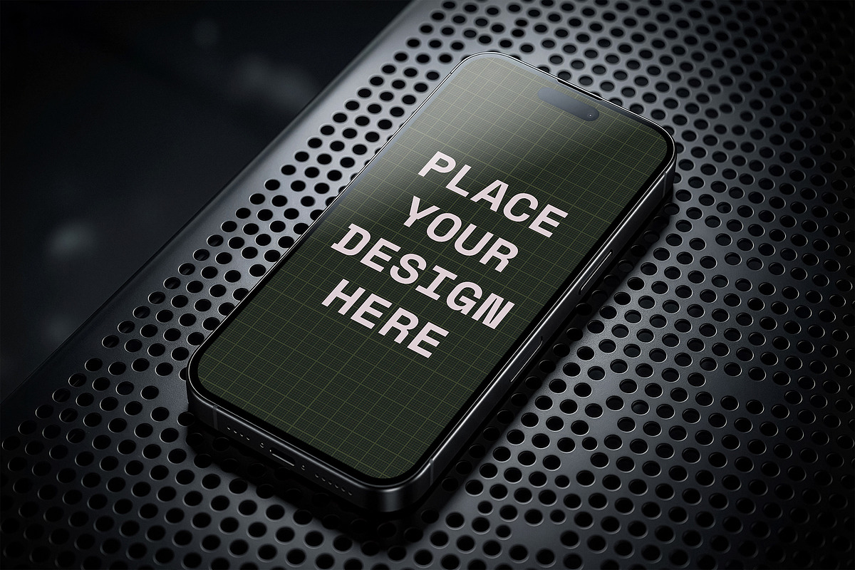 Mobile Phone Mockup Perforated Metal, an iPhone Mockup by smishura (Photo 3 of 13)
