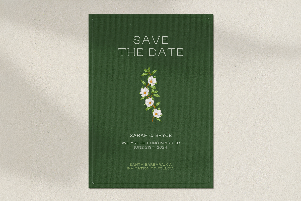 Green Floral Save The Date Template, an Invitation Template by Paraná Studio (Photo 4 of 4)