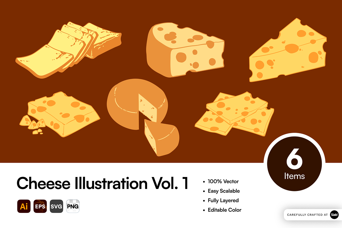 Cheese Vector Illustration Pack, an Object Graphic by SLAB! Design