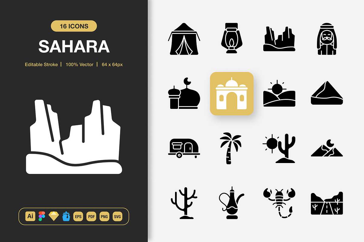 Sahara Solid Icons, a Solid Icon by Spacepixel Creative