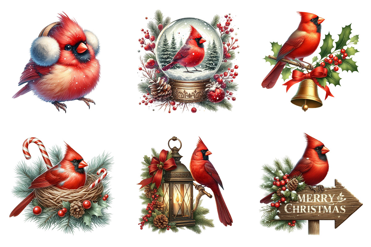 Watercolor Red Cardinal Clipart PNG, an Icon by SinaCreation (Photo 5 of 7)