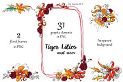 Tiger Lilies & Roses - clip-art, an Illustration by Zooza Art (Thumbnail 3 of 15)