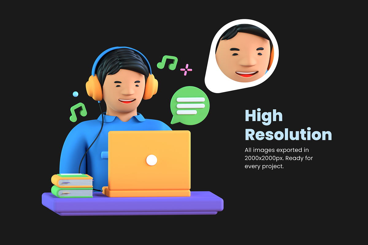 3D Learning Icons, a Characters & Person 3D Model by Flat Icons (Photo 4 of 8)