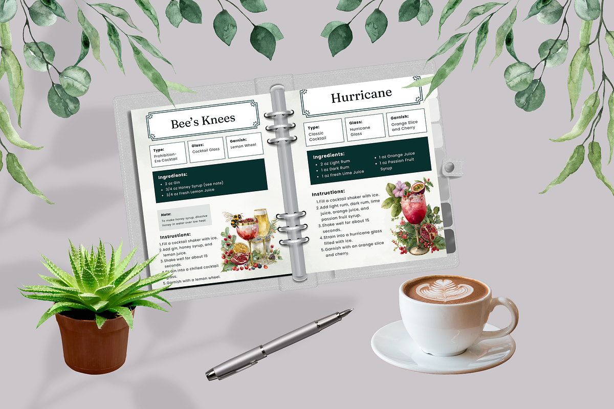 WINTER COCKTAIL RECIPE CARDS preview 2