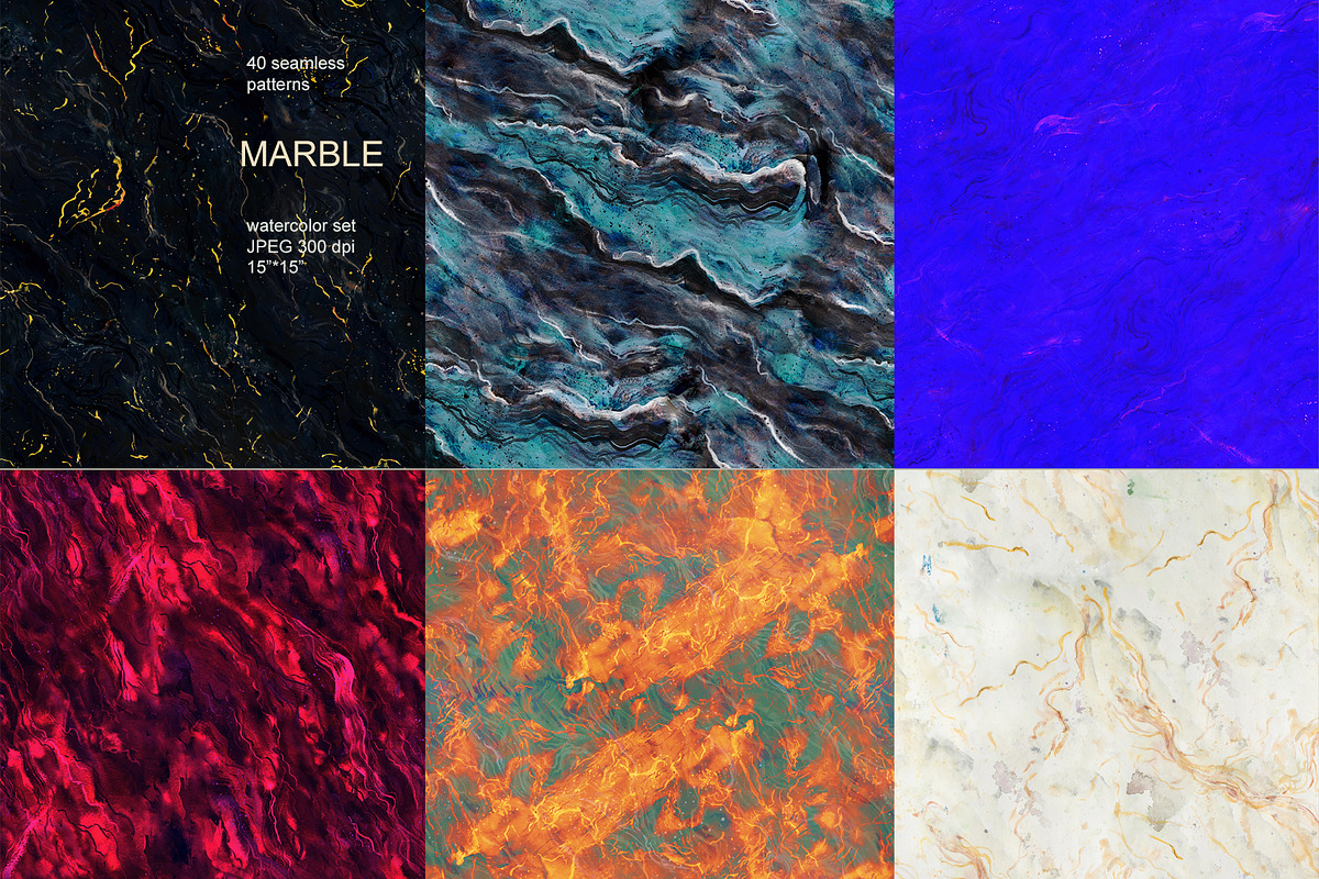 40 Marble seamless watercolor pack, a Pattern Graphic by PatternsBlooming (Photo 10 of 14)