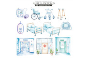 Hospital Watercolor, medical clipart, an Illustration by CharmClipart (Thumbnail 4 of 9)