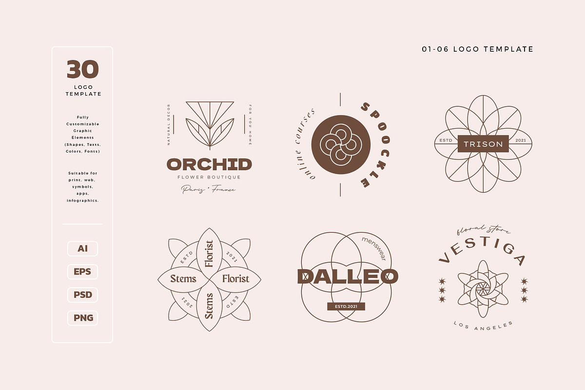 Geometry Floral Logo Kit, a Branding & Logo Template by KetteCreate (Photo 3 of 17)