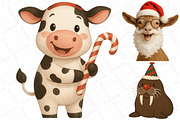Christmas Animal Clipart Png, an Illustration by DreamPrint404 (Thumbnail 2 of 3)
