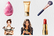 Watercolor Cosmetics Clipart, a Seasonal Illustration by Rose Art (Thumbnail 3 of 4)