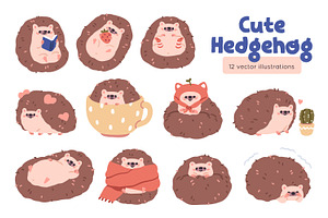 Cute funny hedgehogs animals set, an Animal Illustration by Good Studio