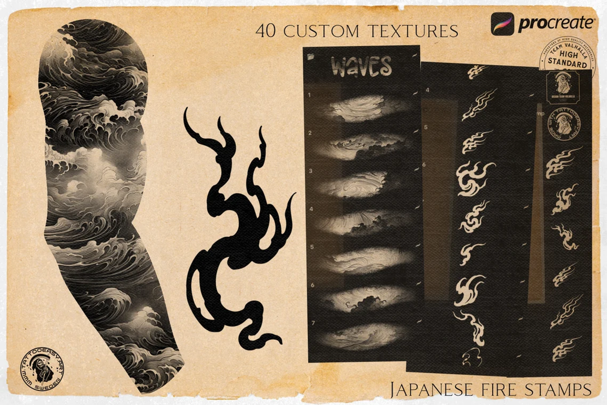 Procreate - Japanese tattoo, a Brush Add-On by Studio.Valhalla (Photo 10 of 10)