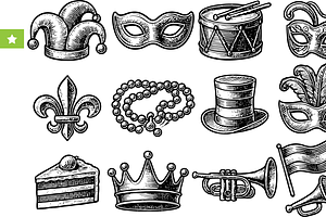 Carnival Festival Vintage Set, an Object Graphic by RT Studio