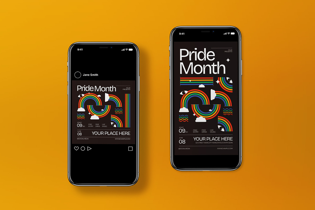 Geometric Pride Month Flyer Se, a Flyer Template by graphicook (Photo 3 of 3)