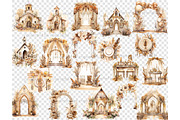 Boho Wedding Scenes Clipart, a Decorative Illustration by GlamArtZhanna (Thumbnail 4 of 5)