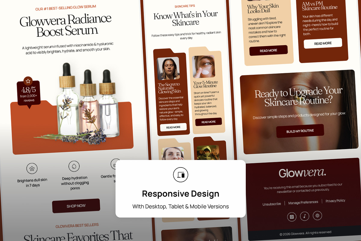 Glowvera - Skincare Promo Email News, an UI Kit Template by productype1 (Photo 4 of 5)