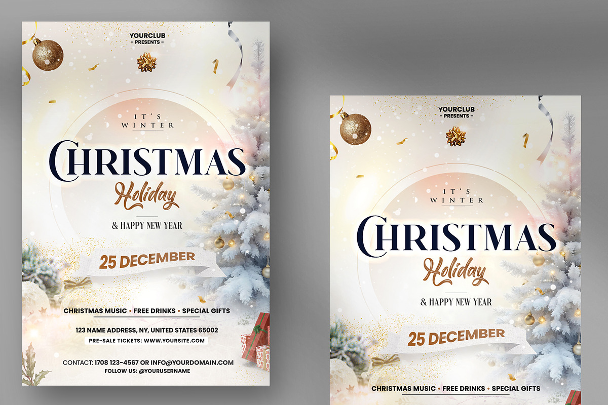 Christmas Event Sale Flyer Template, a Flyer Template by PixelsDesign (Photo 1 of 2)