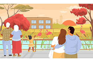 Families enjoy a picturesque sunset, an Illustration by SiberianArt
