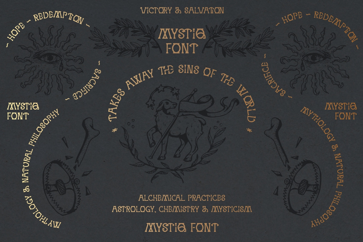 MYSTIQ mysterious display font, a Serif Font by Fat Hamster (Photo 7 of 16)