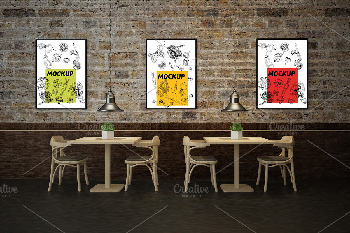 Mockup Bundle Poster Restaurant, a Print Template by Milan Mockup (Photo 3 of 7)