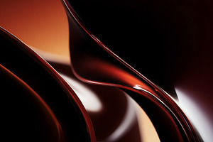 Abstract flowing fluid orange and black metallic waves blending with gradient c, a Photo by Studio ANNA
