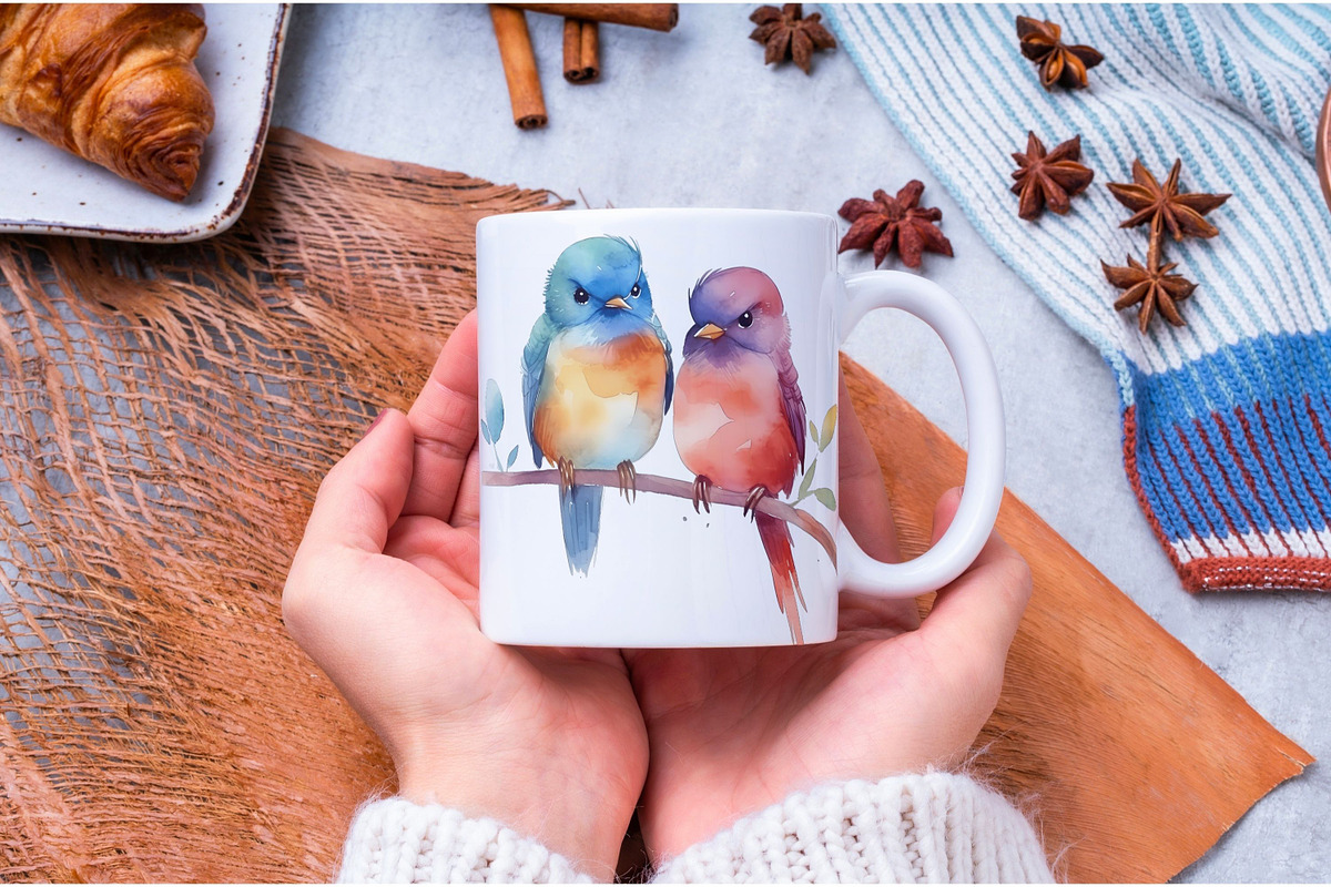 Cute Song Birds Watercolor Clipart, an Animal Illustration by Mermaids Cove (Photo 8 of 9)