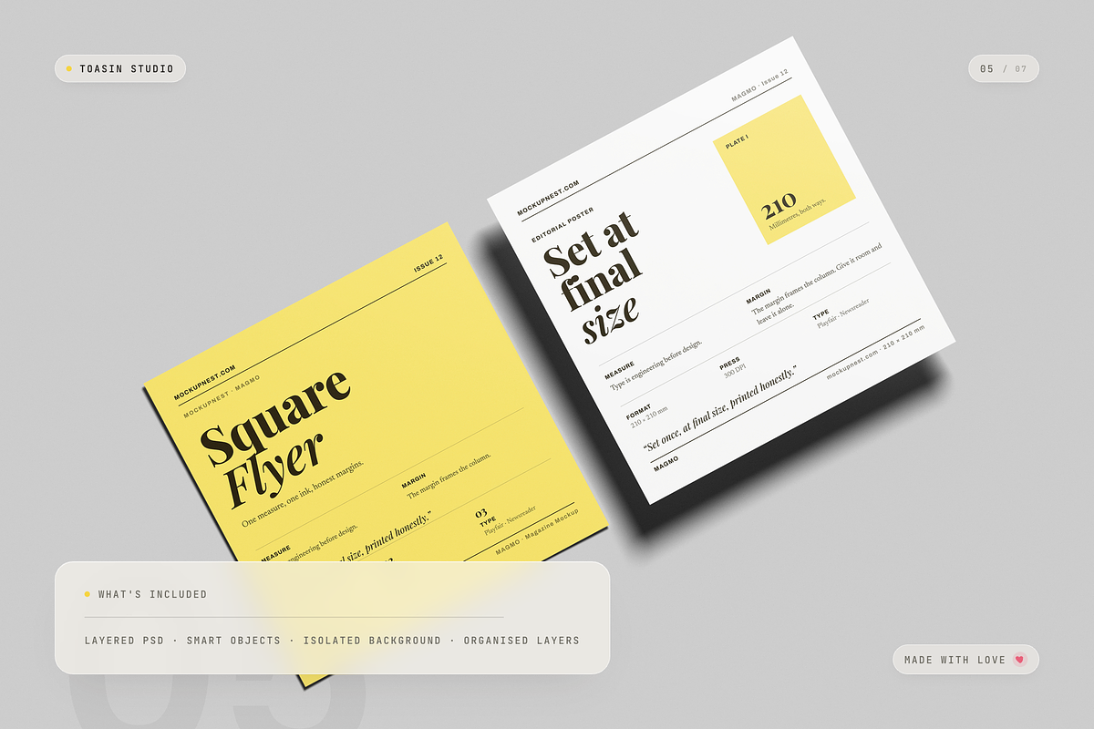 Square Flyer Poster Mockup, an Advertising Mockup by Toasin Studio (Photo 5 of 7)
