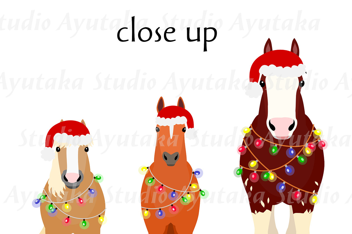 10 Christmas Horses Clipart Set, an Animal Illustration by dogsinarow (Photo 4 of 5)