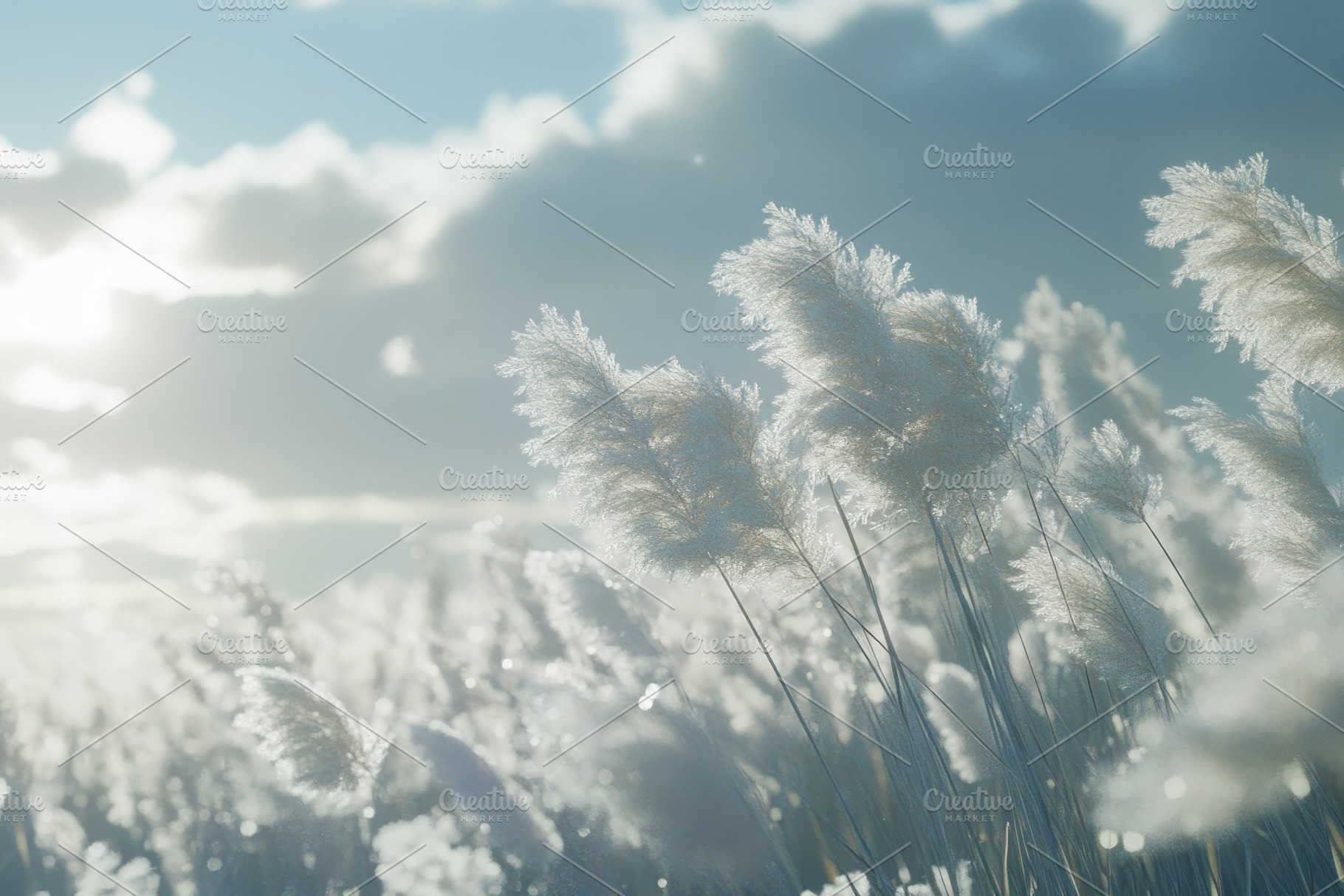 Closeup of white reeds swaying gentl, a Photo by Iftikhar Alam