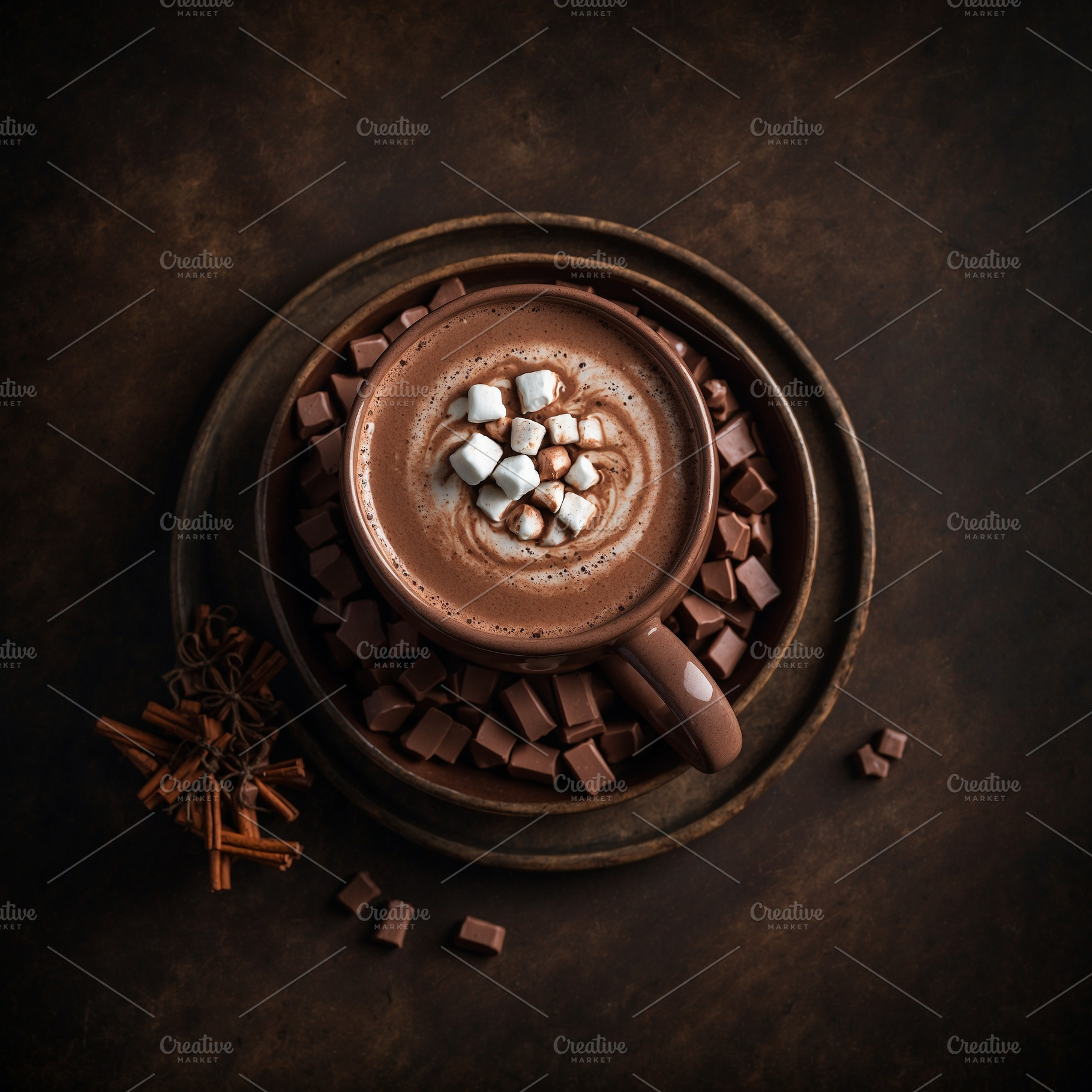 Top view of hot cocoa with chocolate, a Food & Drink Photo by Edalin's Store