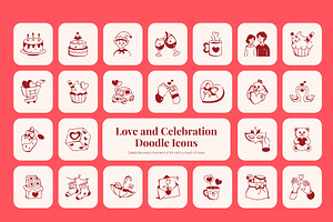 Love and Celebration Doodle Icons, an Outline Icon by Prosymbols