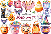 Cute Halloween Set Clipart, an Illustration by CreationArt (Thumbnail 1 of 5)