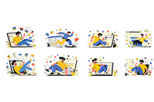 Deadline concept cartoon vector, a Technology Illustration by Onyx