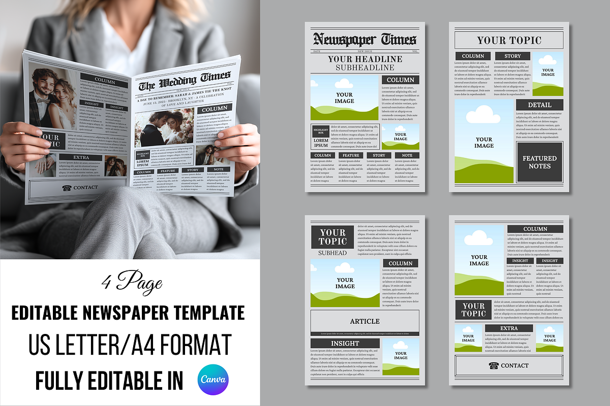 Editable vintage newspaper template, a Magazine Template by ZoloDesignHub (Photo 1 of 10)