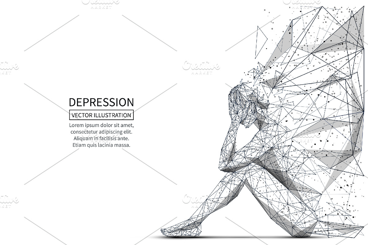 Depression low poly banner template, a Healthcare Illustration by ANTON KHRUPIN ART