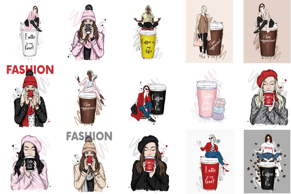 Beautiful girls and coffee. Fashion., a Food Illustration by Vitaliy Grin (Photo 2 of 2)