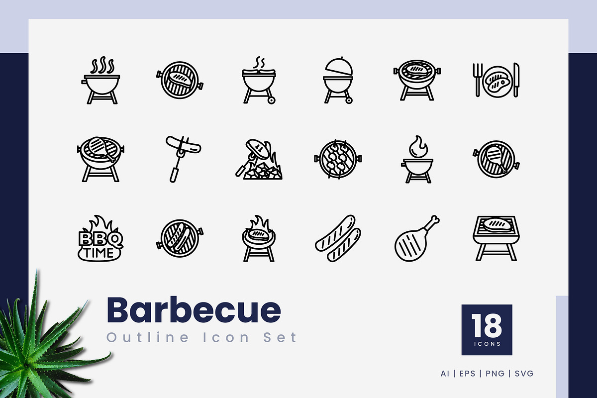 Barbecue Outline Icons, an Outline Icon by Zeer Graphic (Photo 2 of 2)