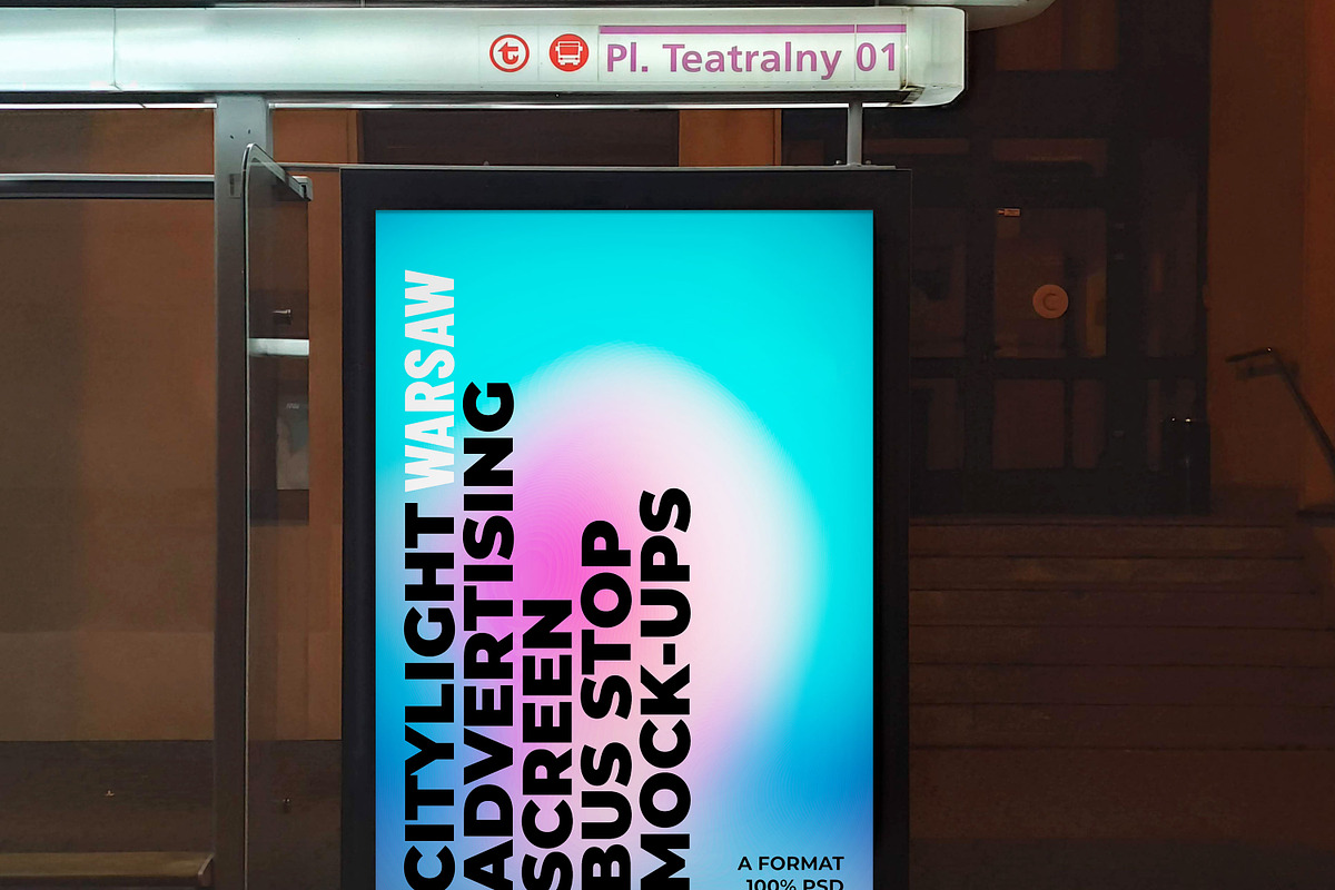 Warsaw Citylight Ad Bus Stop 4, an Advertising Mockup by Graphic Shelter (Photo 6 of 7)