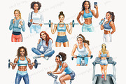 Fitness Girl Clipart Collection, a Sport Illustration by GlamArtZhanna (Thumbnail 5 of 8)