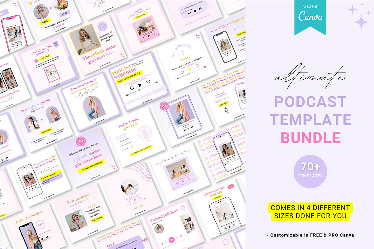 Podcast Instagram templates Canva, a Social Media Template by Cate Creates (Photo 1 of 7)