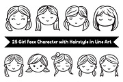 25 Girl Face Character in Line Art, a Person Illustration by jongcreative (Thumbnail 2 of 8)