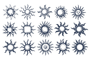 Doodle suns icons, hand drawn sun, an Object Illustration by Stock-Smart-Start