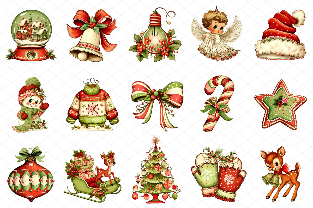 Whimsical Christmas Clipart Bundle, an Illustration by cherrydesign (Photo 3 of 4)