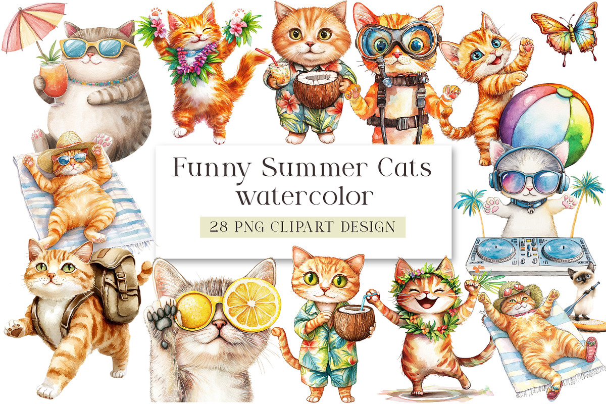 Funny Summer Cats, an Illustration by DreamArtGraphic (Photo 1 of 4)