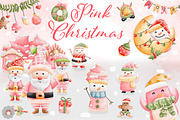 Charming Pink Christmas Watercolor, a Seasonal Illustration by Apixsala (Thumbnail 1 of 5)