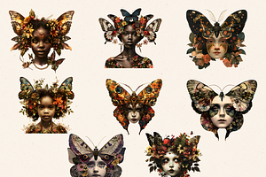 MOTH GIRLS CLIPART PACK SURREAL