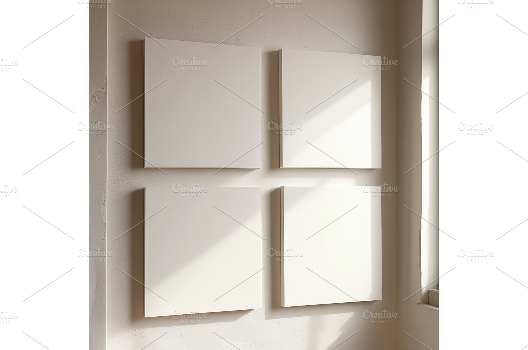 Four canvases on the wall, soft, an Architecture Photo by Canatic