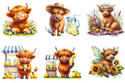 Summer Highland Cow Clipart, a Seasonal Illustration by DreamArtGraphic (Thumbnail 4 of 4)