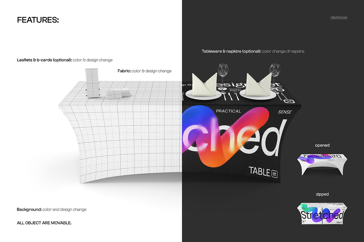 Stretch Tablecloth Mockup Set, a Merchandise Mockup by creatsy5 (Photo 3 of 10)