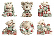 Christmas Teddy Bear Clipart, an Illustration by Daily.Designs (Thumbnail 4 of 5)